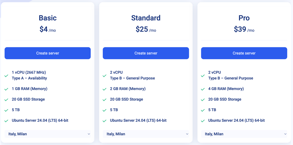 kamatera pricing plans