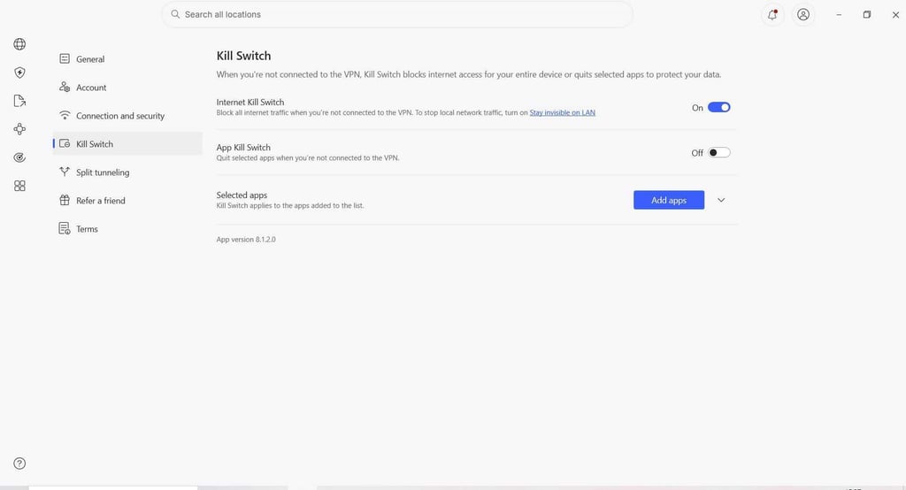 NordVPN with enabled kill switch