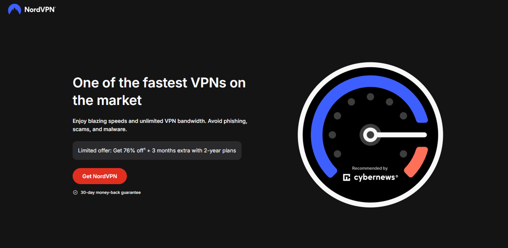 NordVPN homepage April