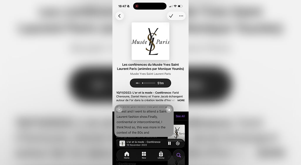 Screenshot of translated podcast