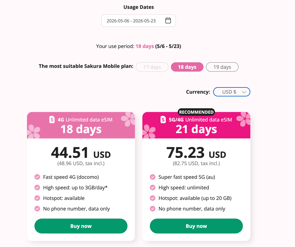 sakura mobile plans