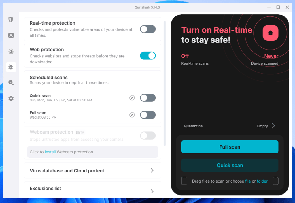 surfshark web protection feature