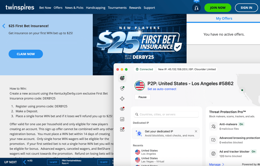 NordVPN unblocking TwinSpires for Kentucky Derby horse race betting