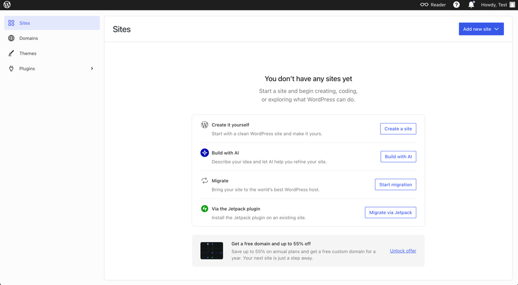 wordpress dashboard new