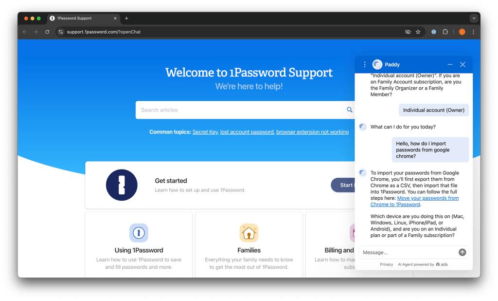 1password support