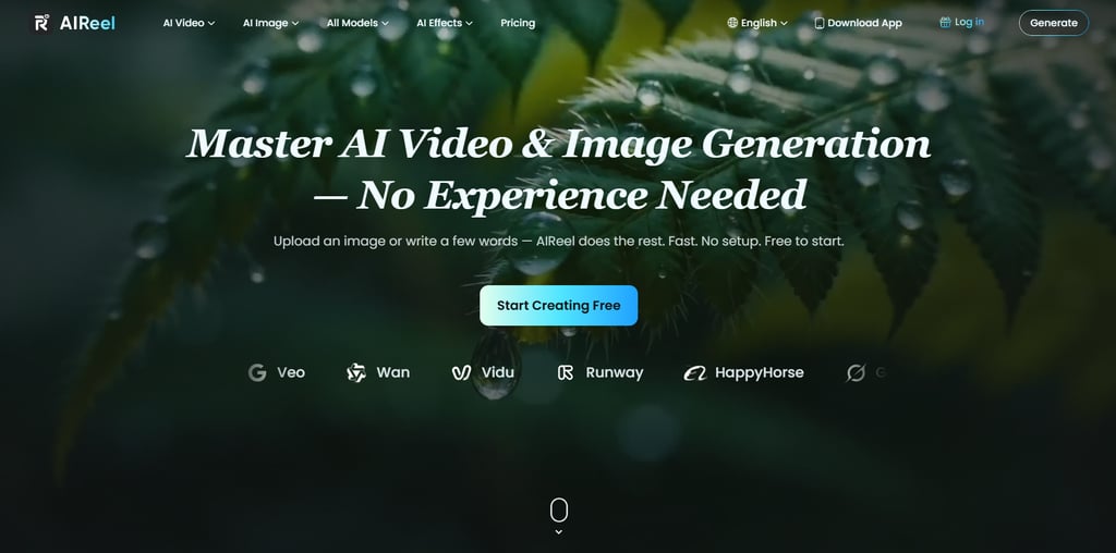 AIReel homepage