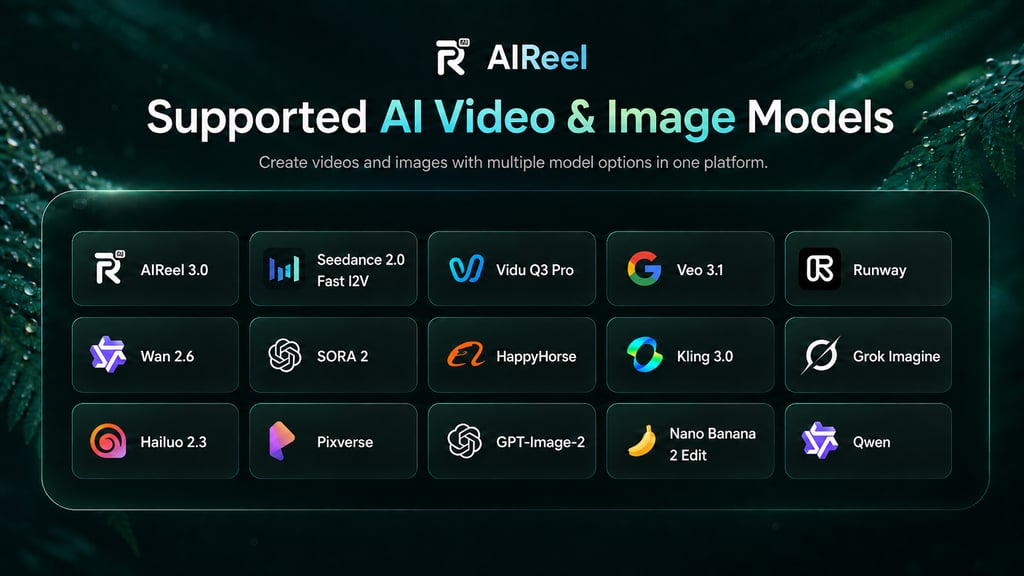 AIReel supported models