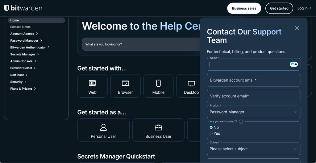 Bitwarden customer support 2026