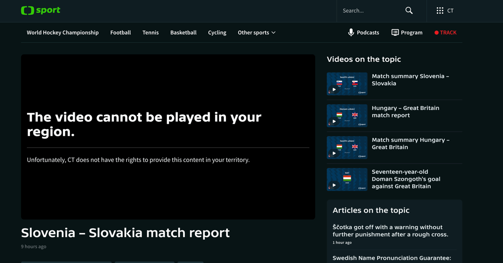 Ceska Televison error message