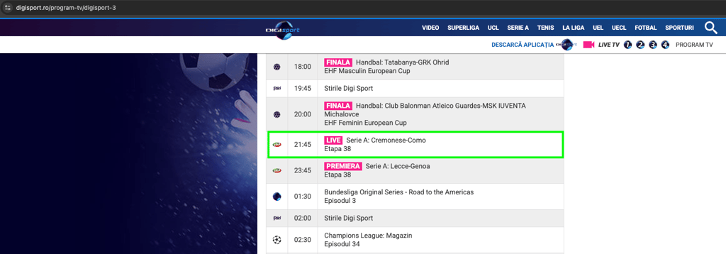 Cremonese vs Como su Digi Sport 3