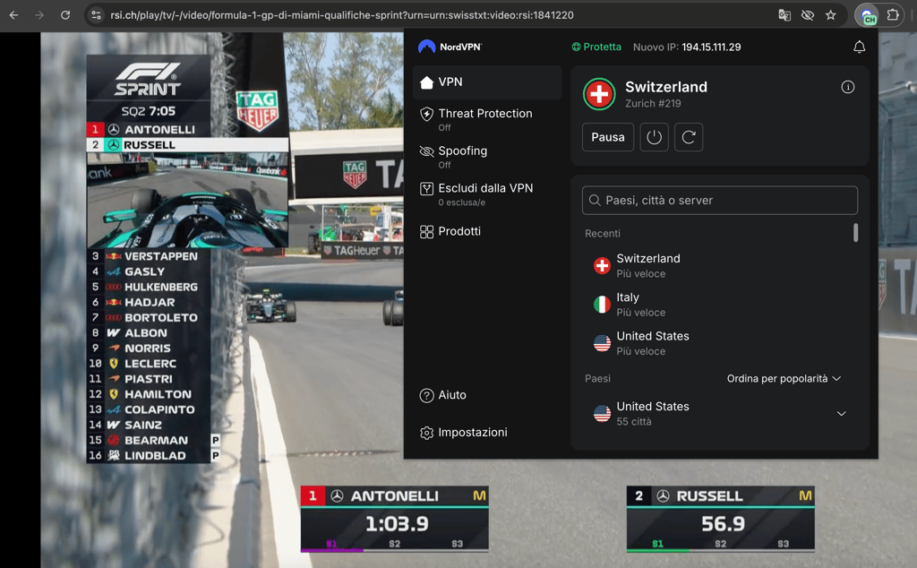 F1 in diretta su RSI