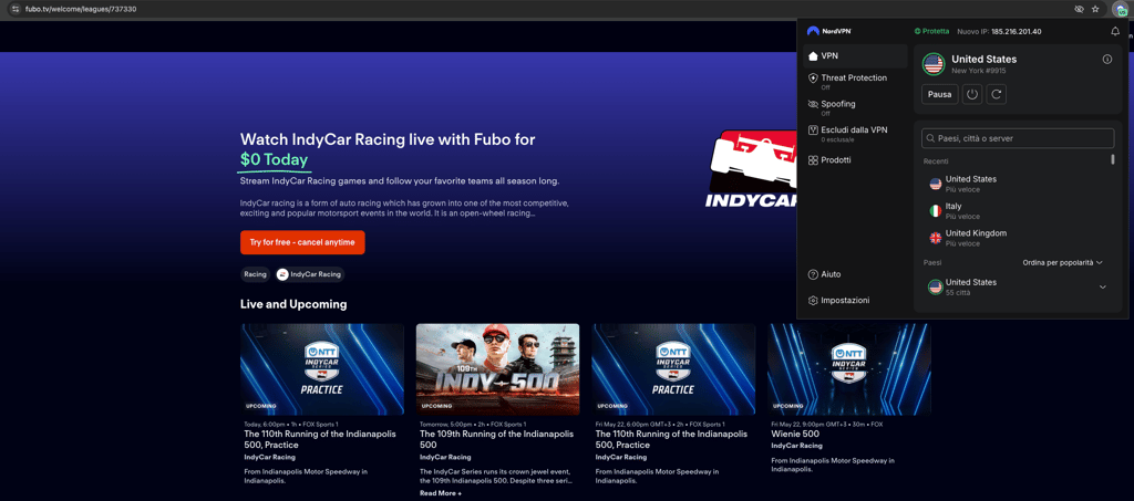 FuboTV con VPN