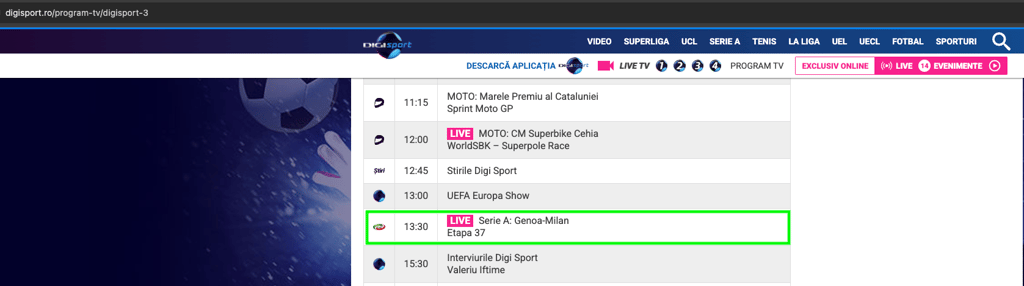 Genoa vs Milan su DigiSport3