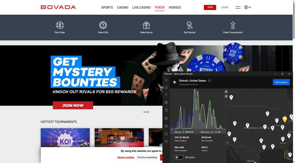Bovada unblocked with IPVanish