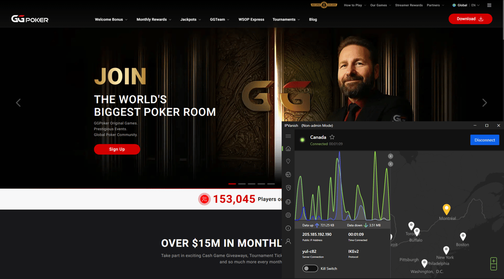 IPVanish GGPoker Canada