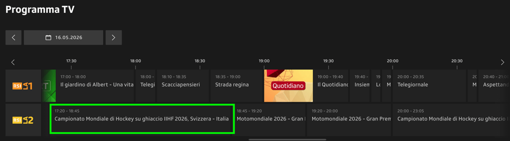 Italia vs Canada su RSI