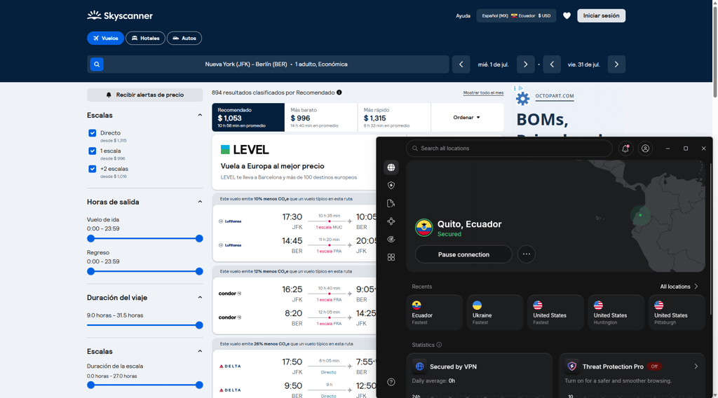 NordVPN Skyscanner EC
