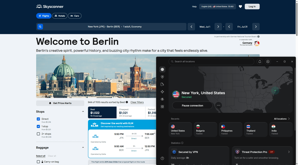 NordVPN Skyscanner US new