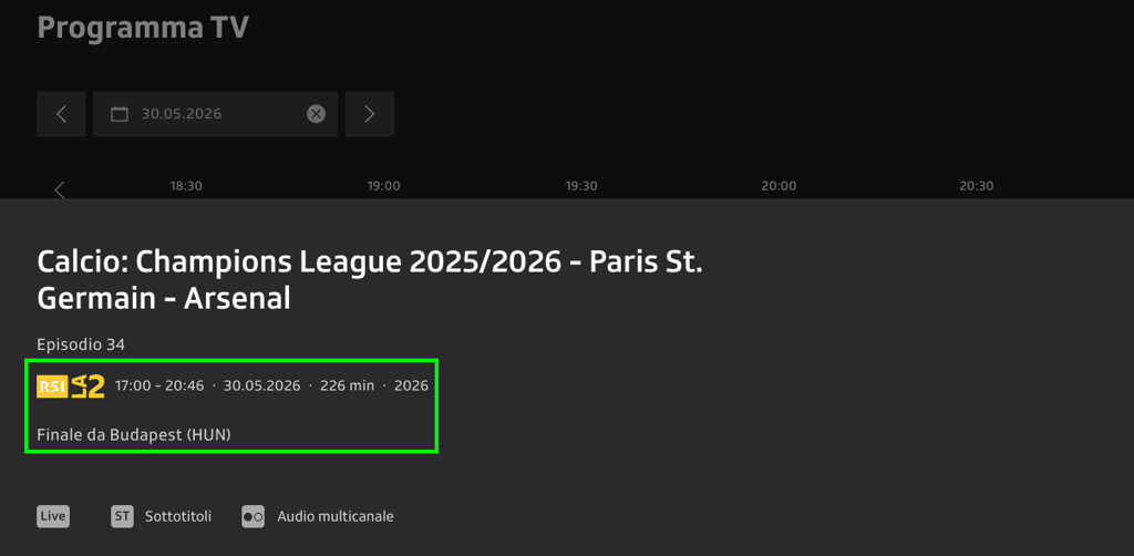 PSG-Arsenal su RSI