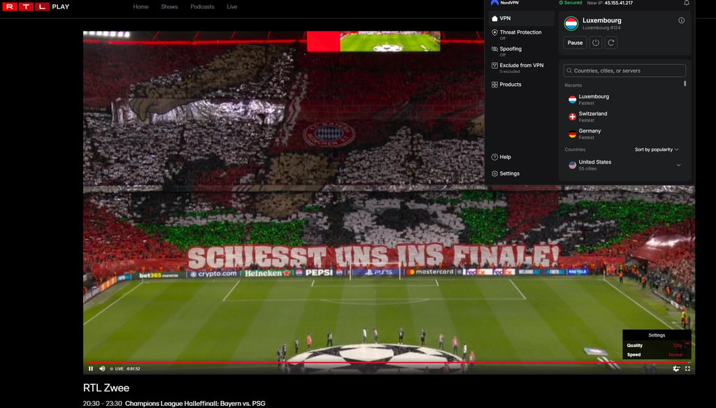 PSG Bayern RTL Zwee