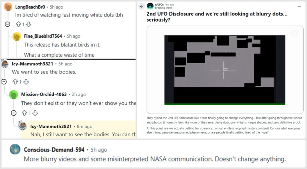 UFO second release Reddit comments