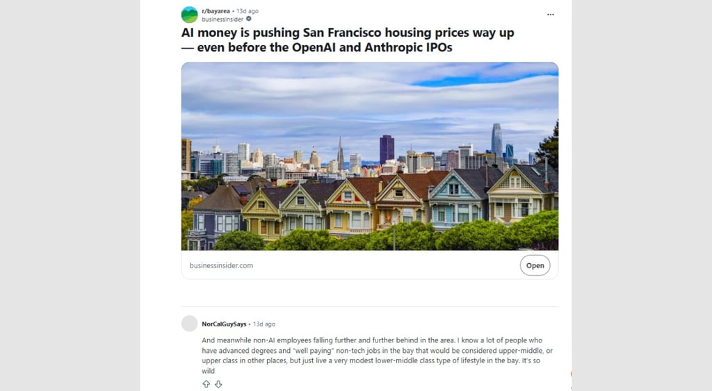 Silicon Valley AI real estate surge Reddit post