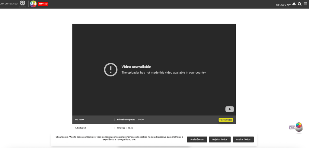 SBT Brasil geobloqueado