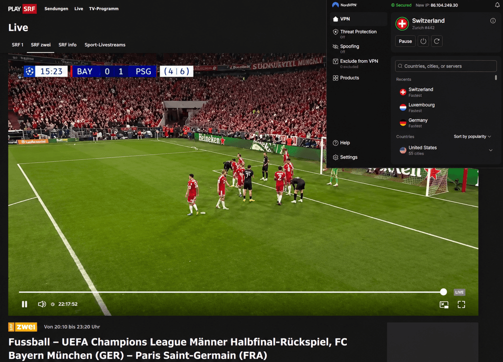 SRF Bayern PSG live