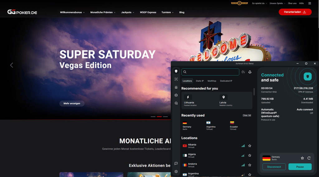 GGPoker unblocked with Surfshark