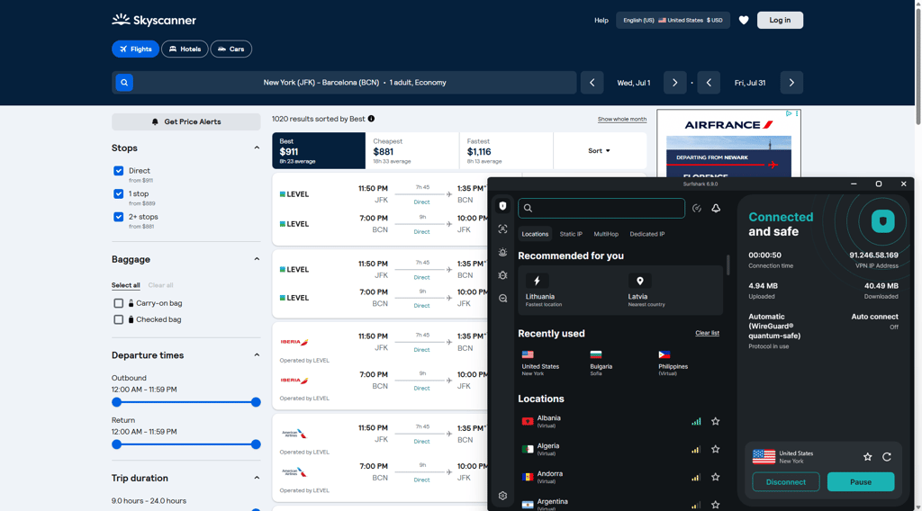 Surfshark Skyscanner US new
