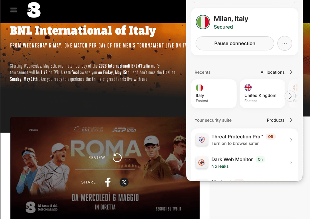 TV8 Italian Open 2026