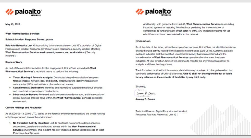 West cyberattack PaloAlto Unit 42 letter