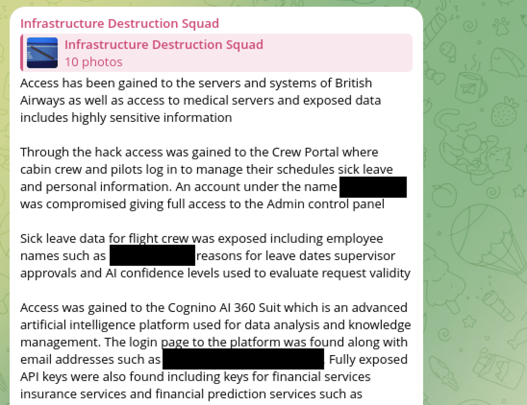 ba data breach telegram