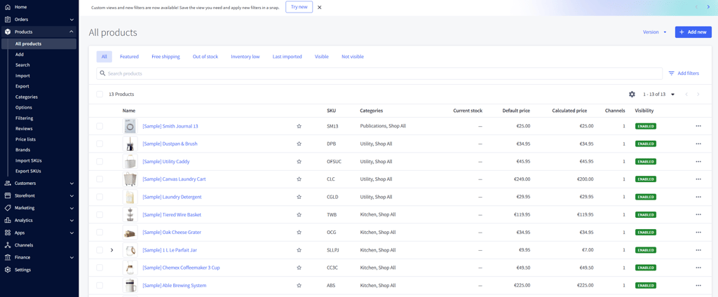 Product management on BigCommerce