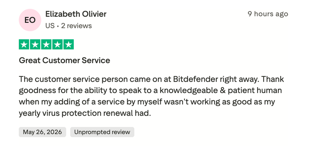 bitdefender trustpilot may 2026