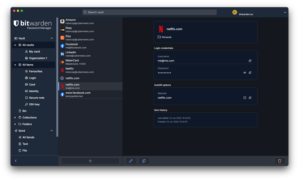bitwarden desktop interface