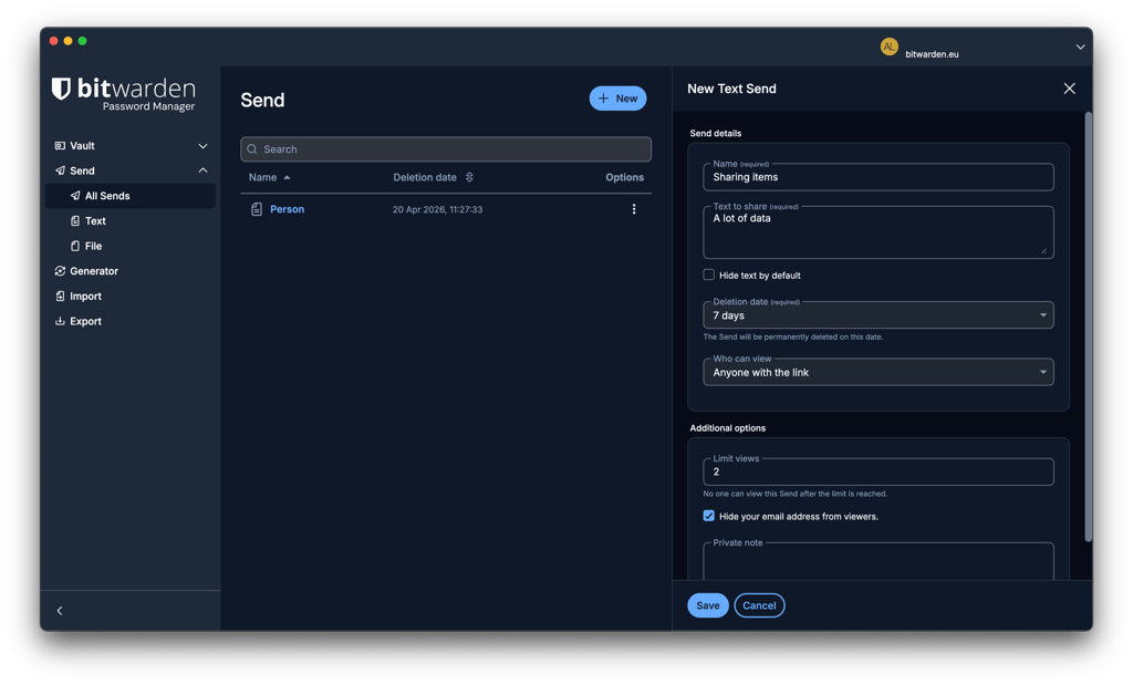 bitwarden sharing 2