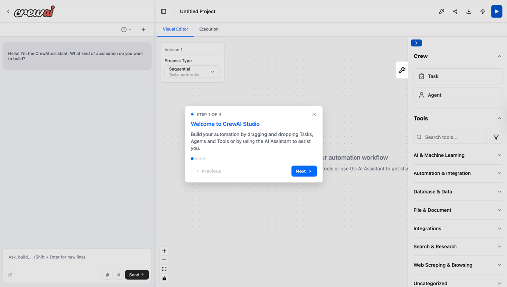 crew ai amp onboarding screen 2