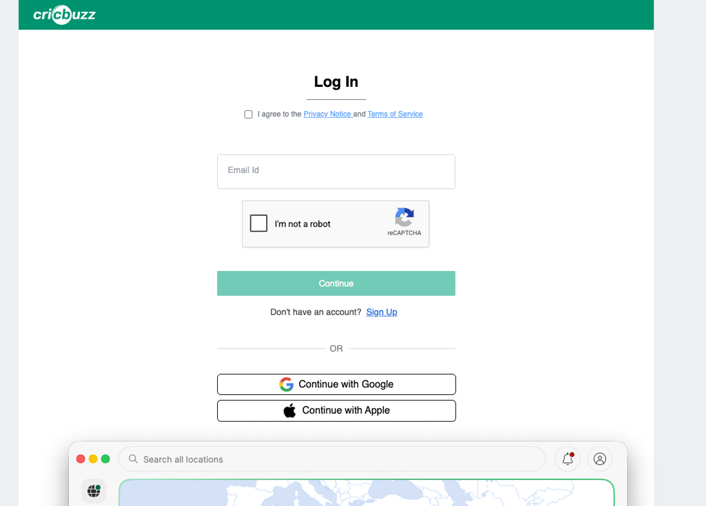 cricbuzz-login-page