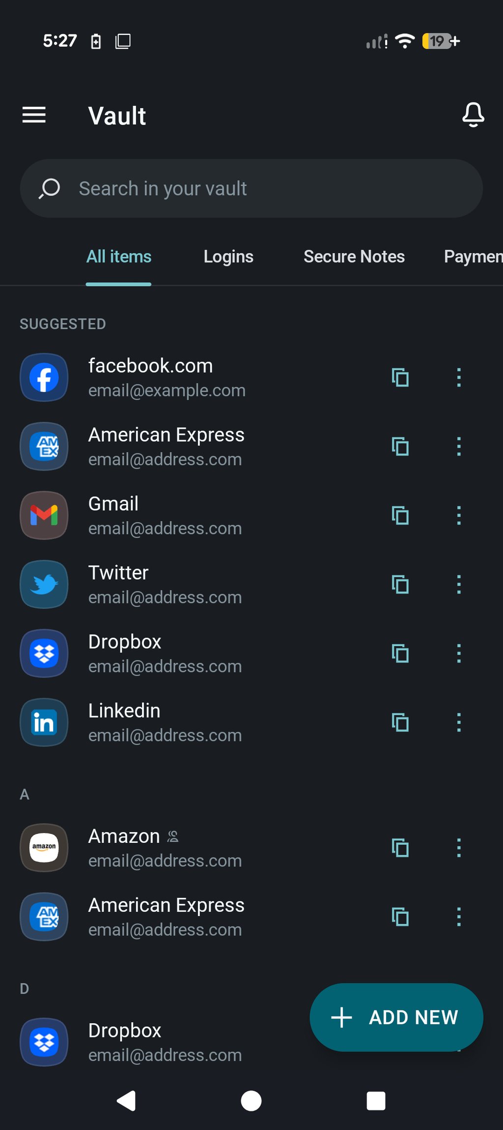 Dashlane mobile interface