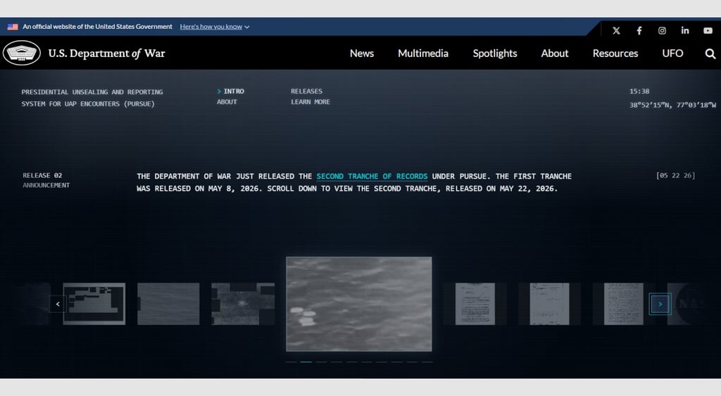 US Department of War UFO website