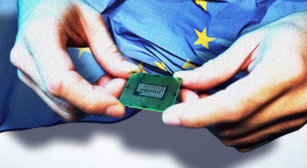 engineers handling small semiconductor chips