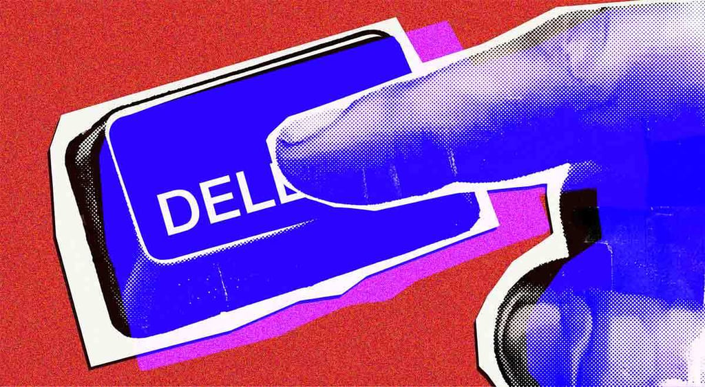 finger pushing delete