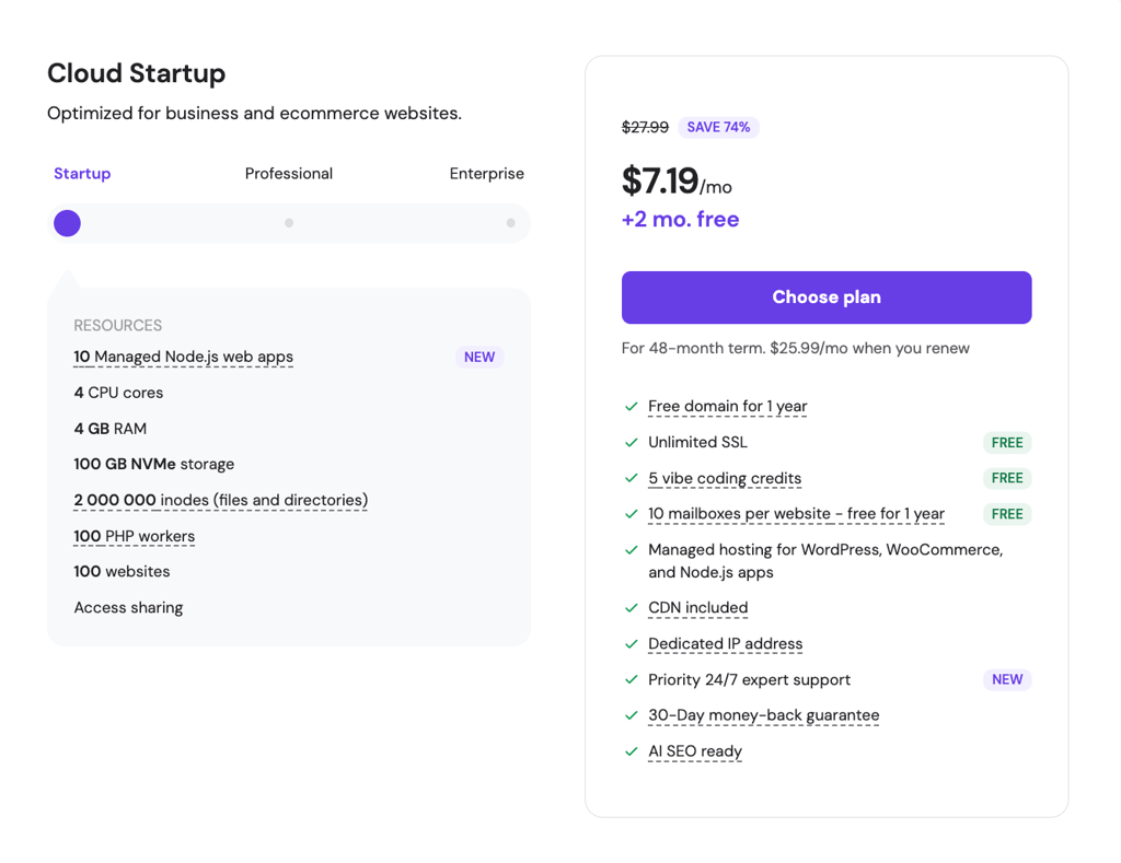 hostinger cloud hosting plans