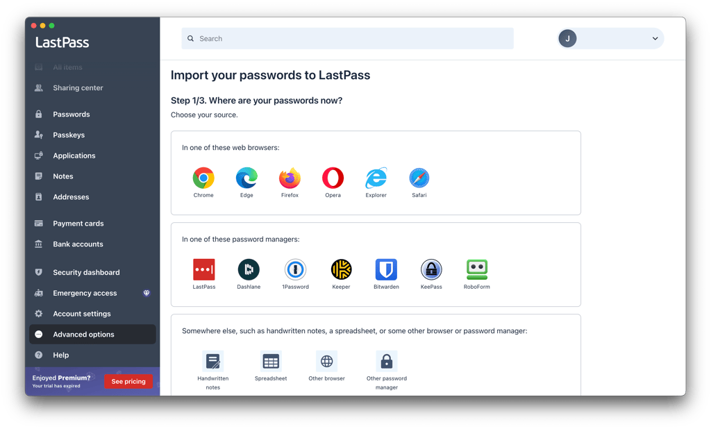 import lastpass