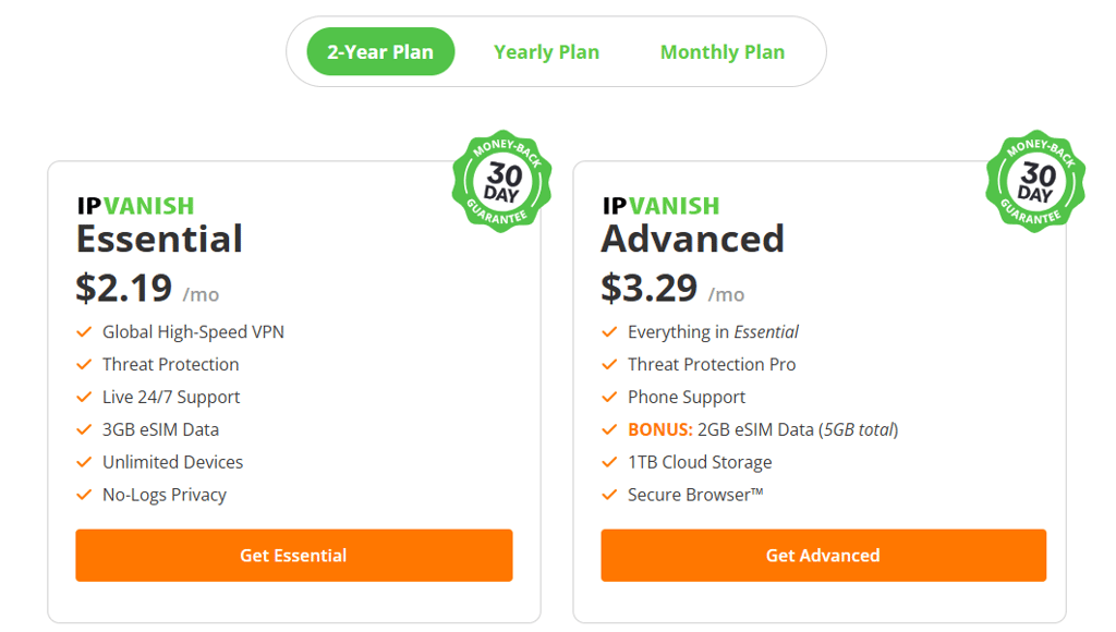 IPVanish plans