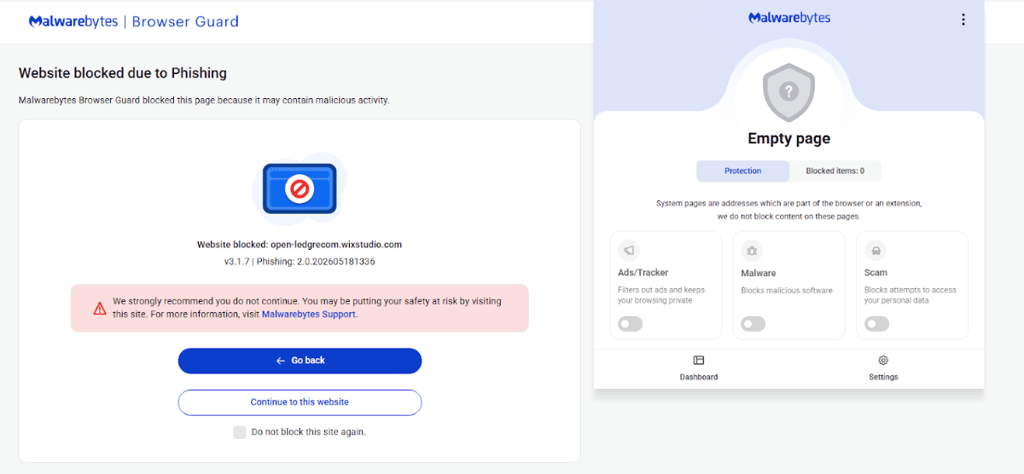 malwarebytes blocked site