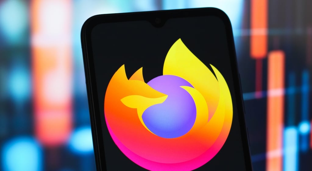 Mozilla Firefox logo on black smartphone screen