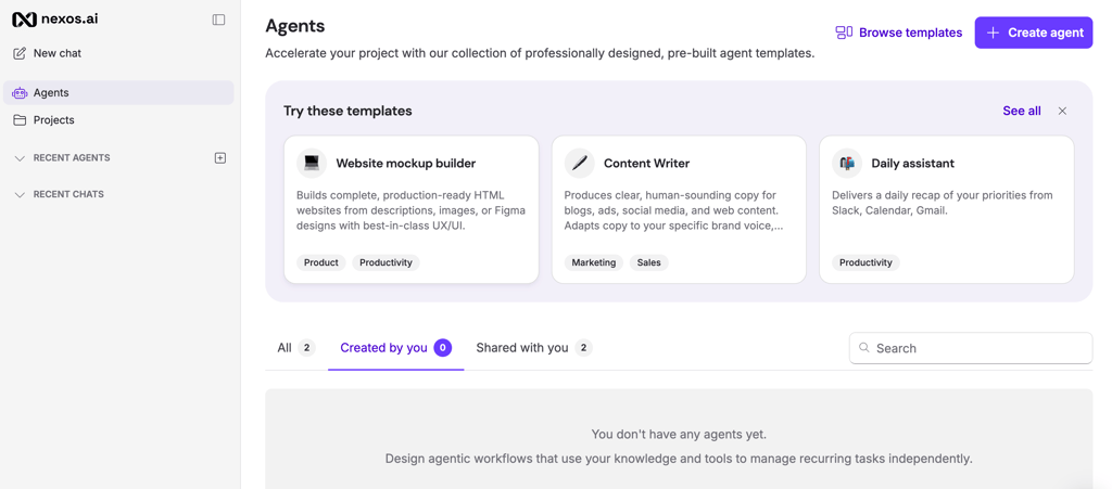 nexos interface with tools for automating workflows