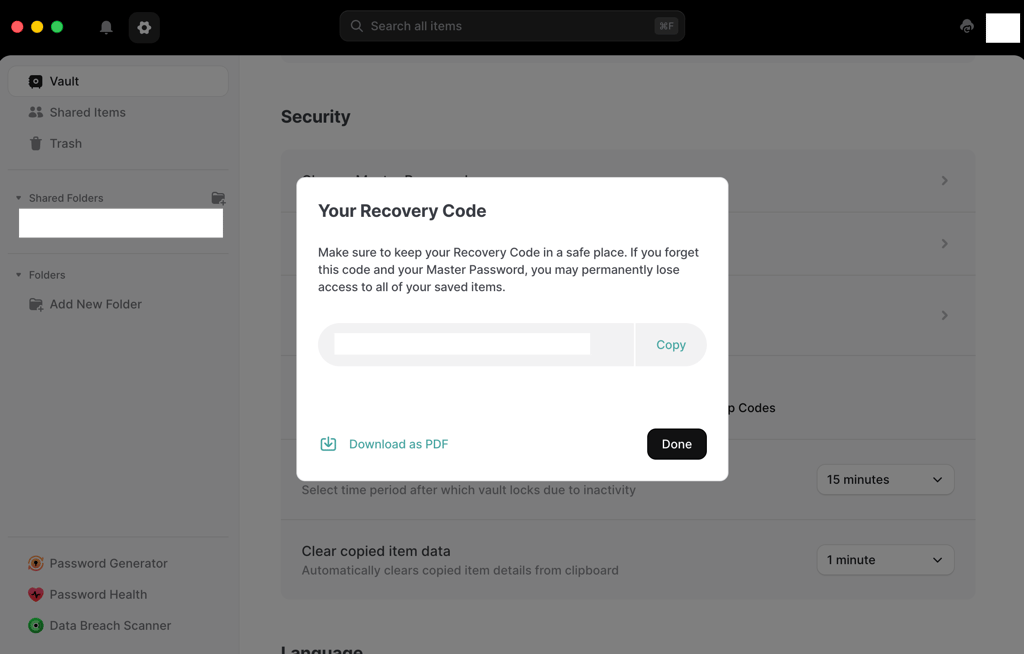 nordpass recovery code